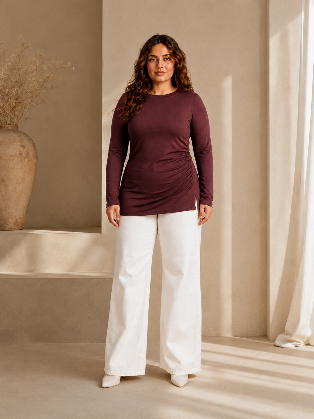One-Side Ruched Longline Top