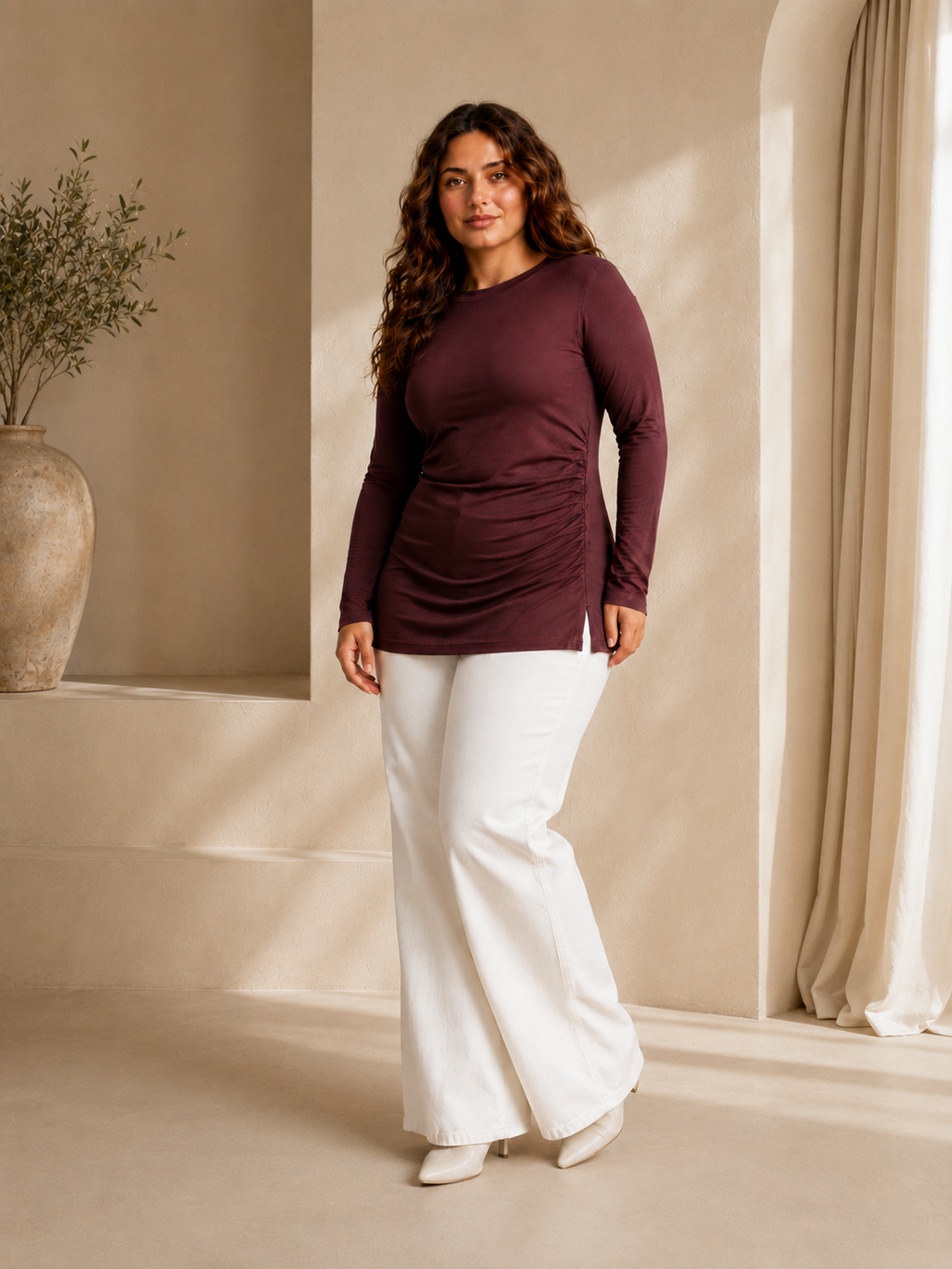 One-Side Ruched Longline Top