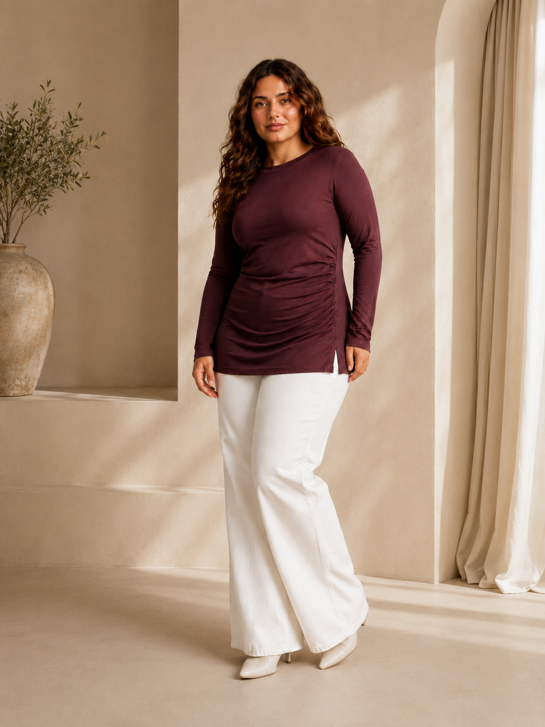 One-Side Ruched Longline Top