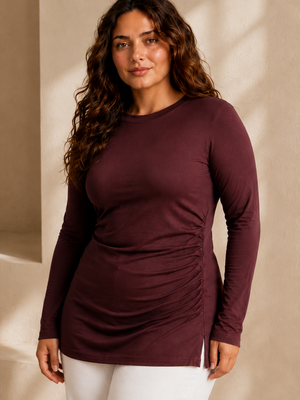 One-Side Ruched Longline Top