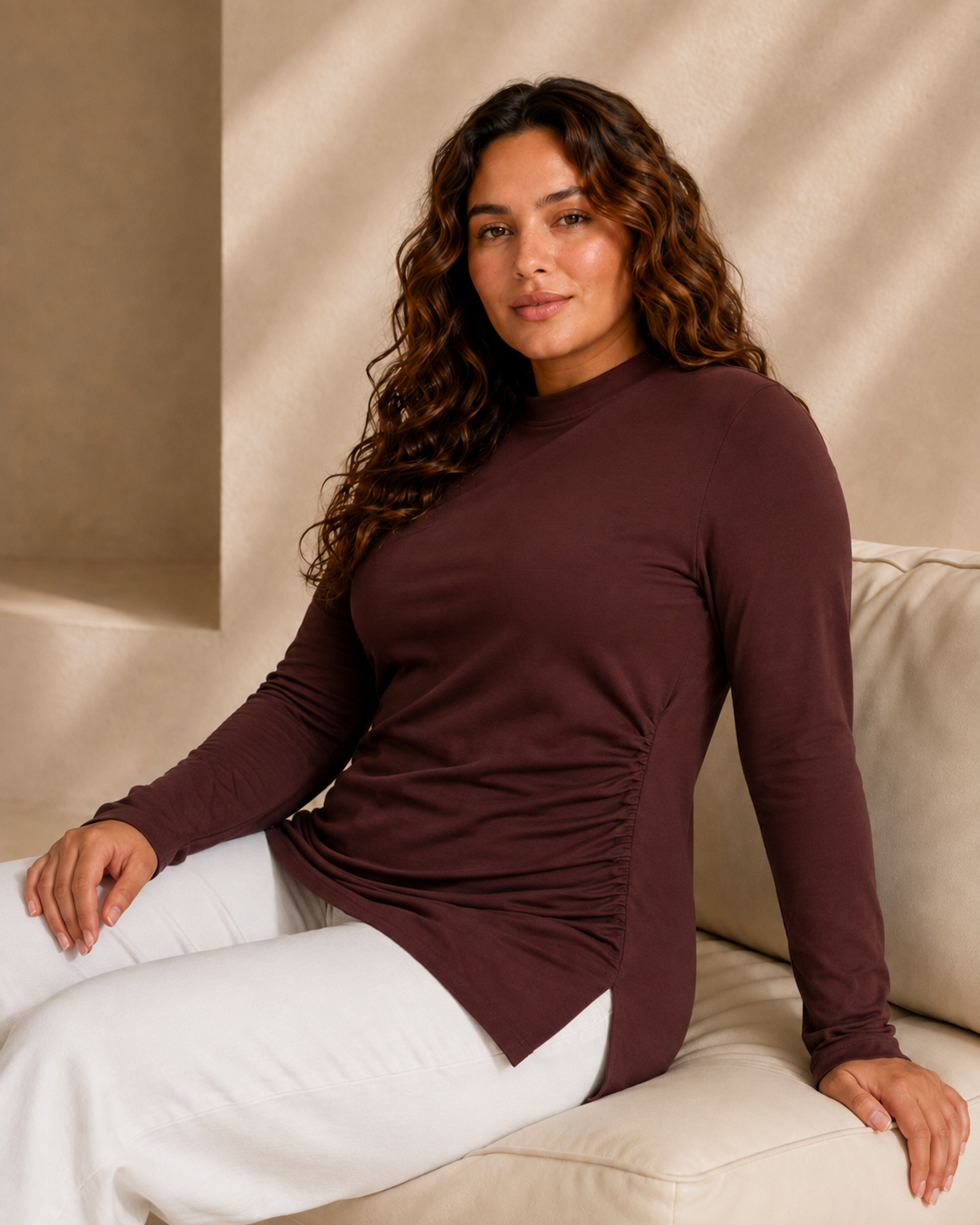 One-Side Ruched Longline Top