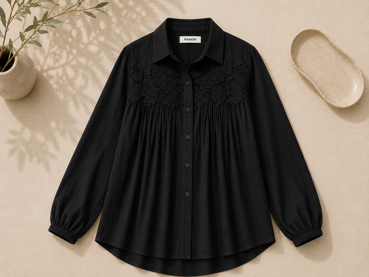 Lace Pleated Blouse