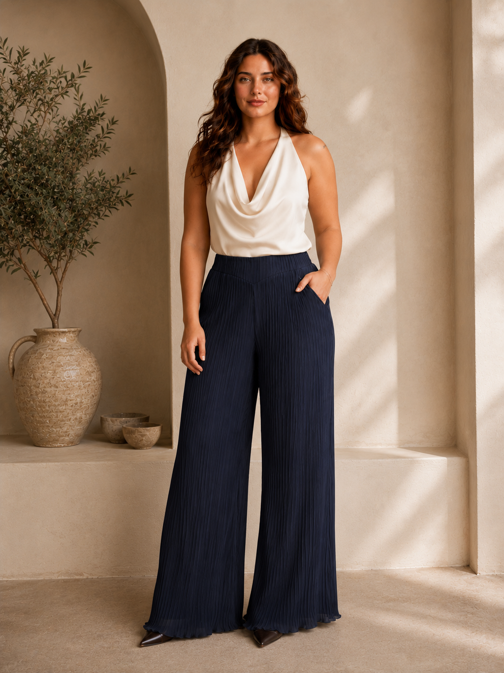 Pleated Chiffon Trousers