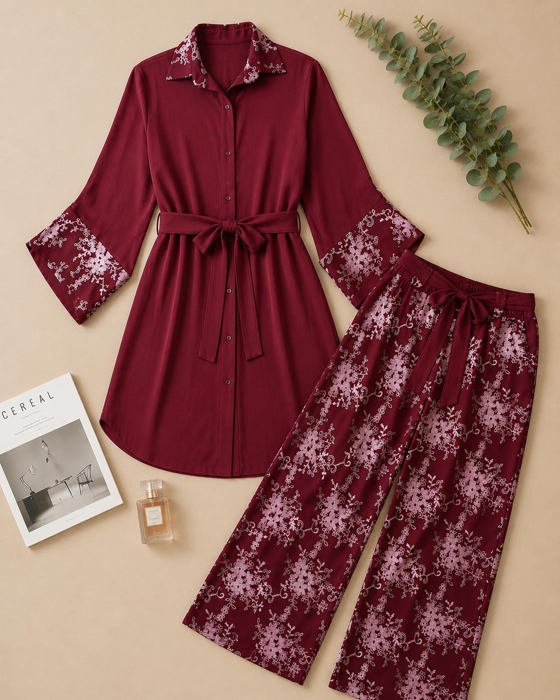 Embroidered Long Blouse Set