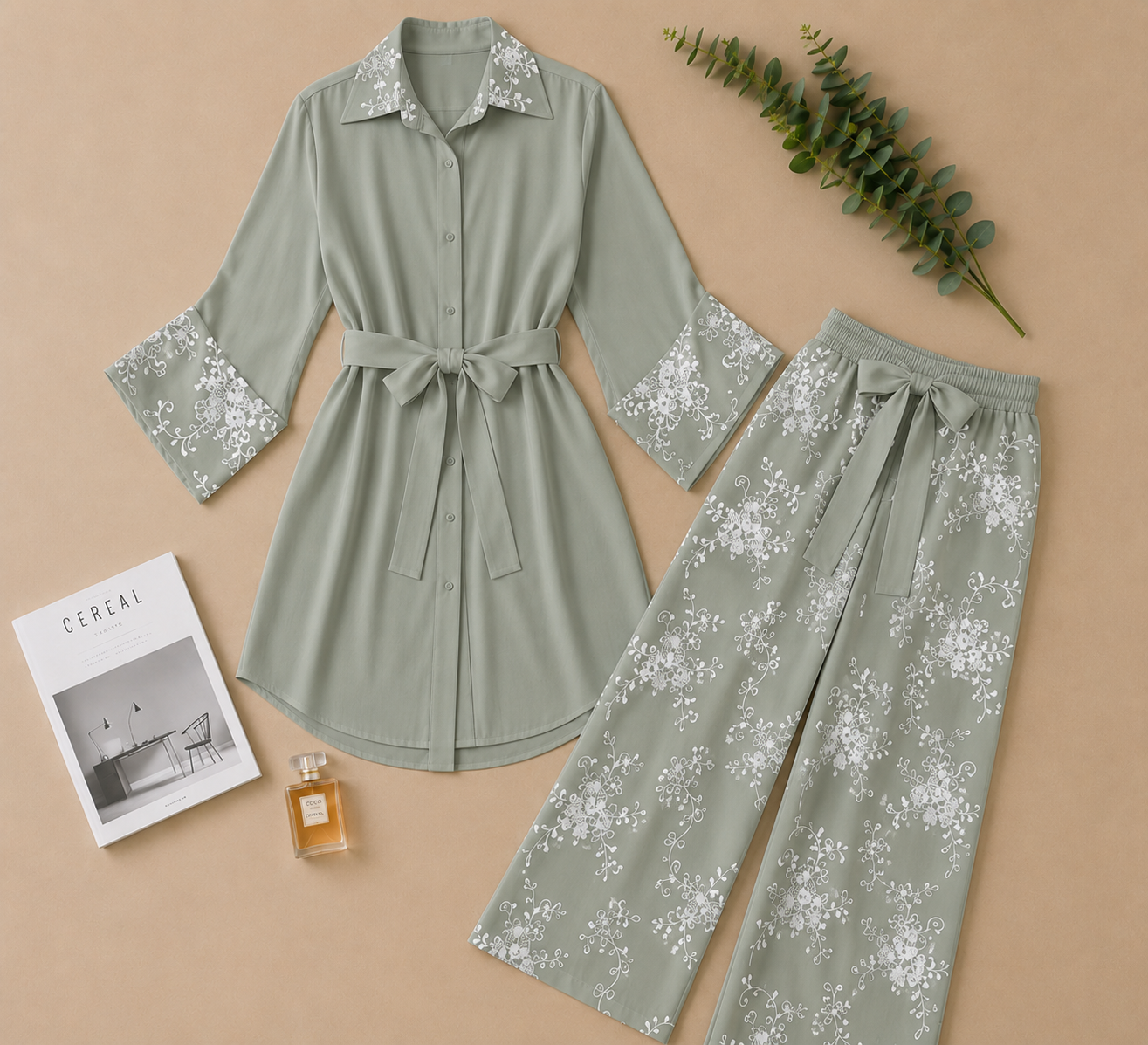 Embroidered Long Blouse Set