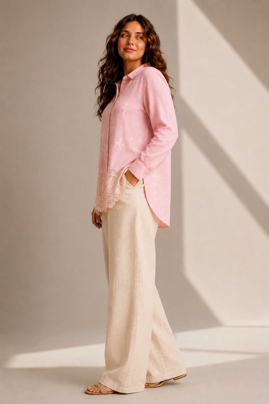 Ivory Embroidered Linen Shirt