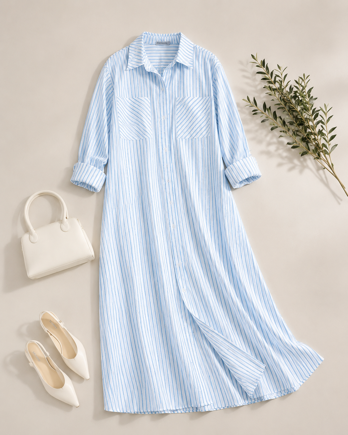 Striped Strass Shirt Dress