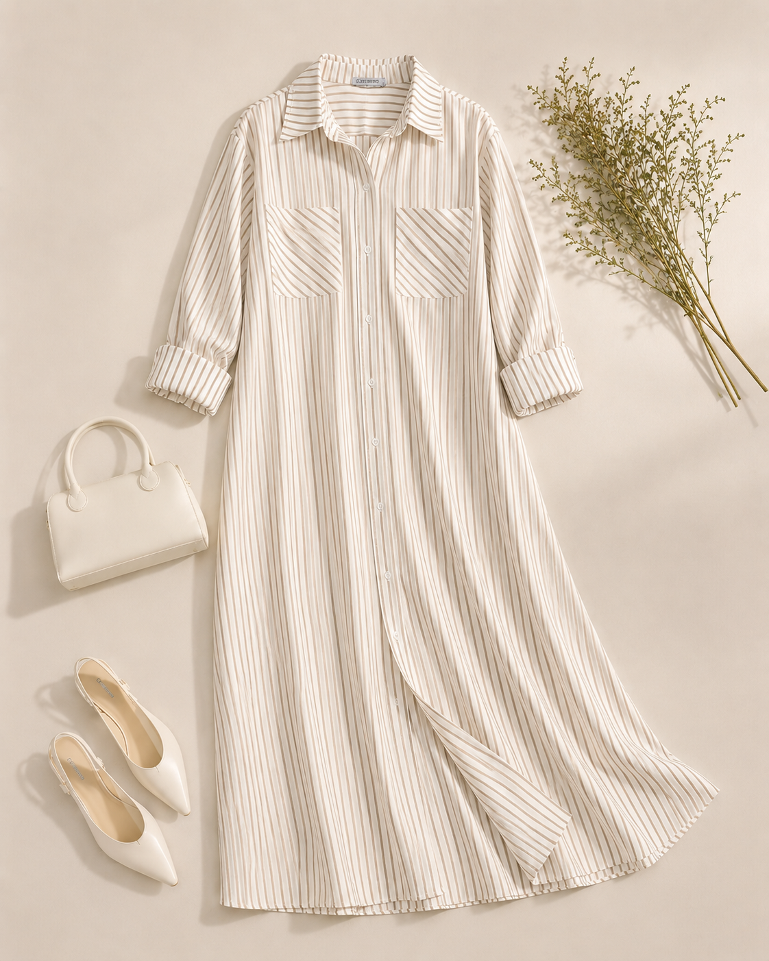 Striped Strass Shirt Dress