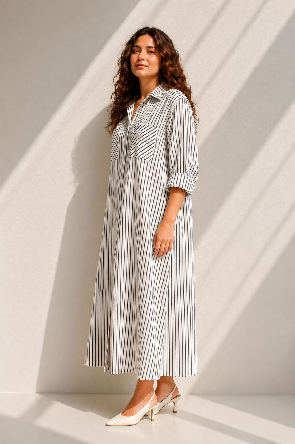 Striped Strass Shirt Dress