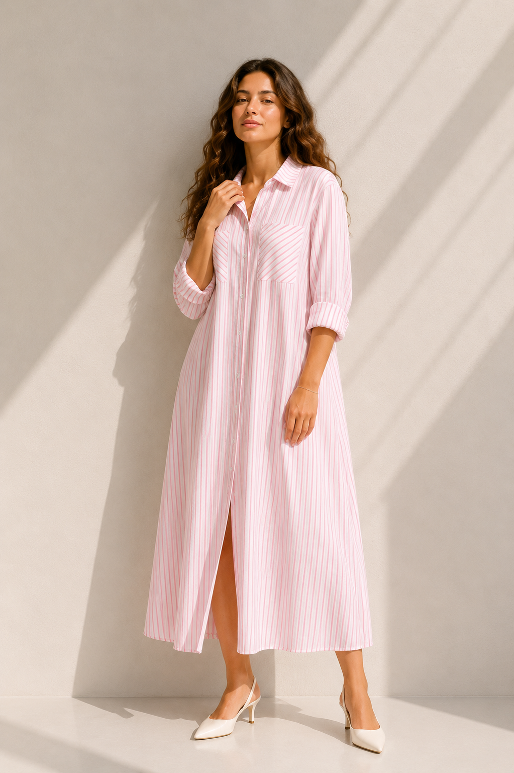 Striped Strass Shirt Dress