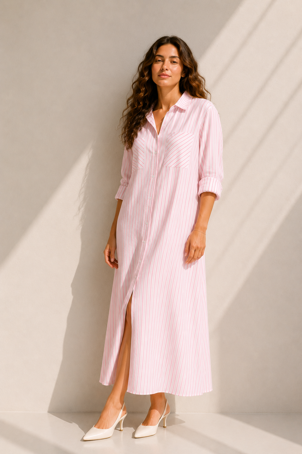 Striped Strass Shirt Dress