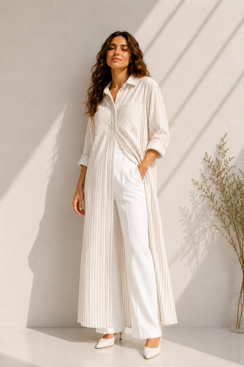Striped Strass Shirt Dress