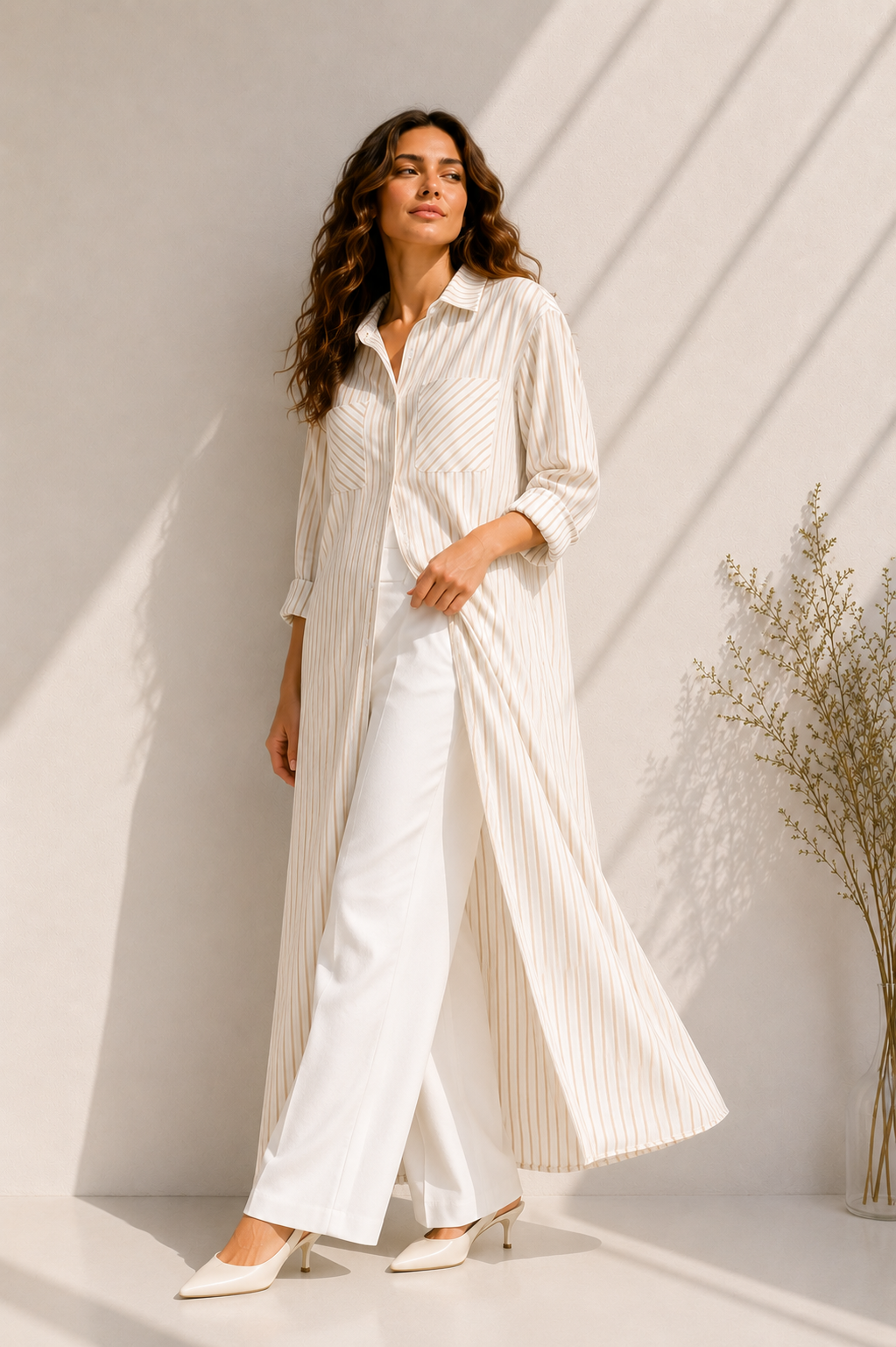 Striped Strass Shirt Dress