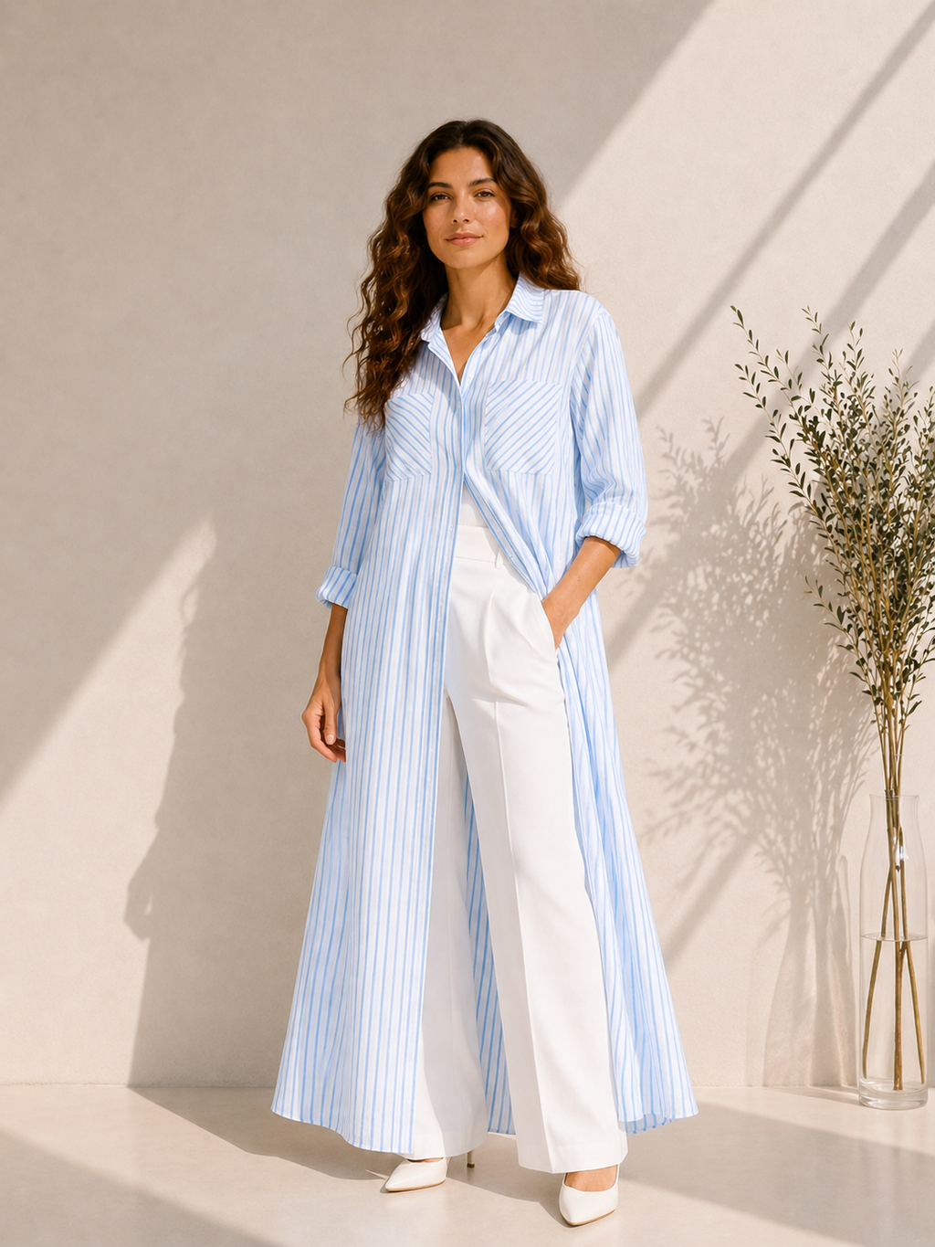 Striped Strass Shirt Dress
