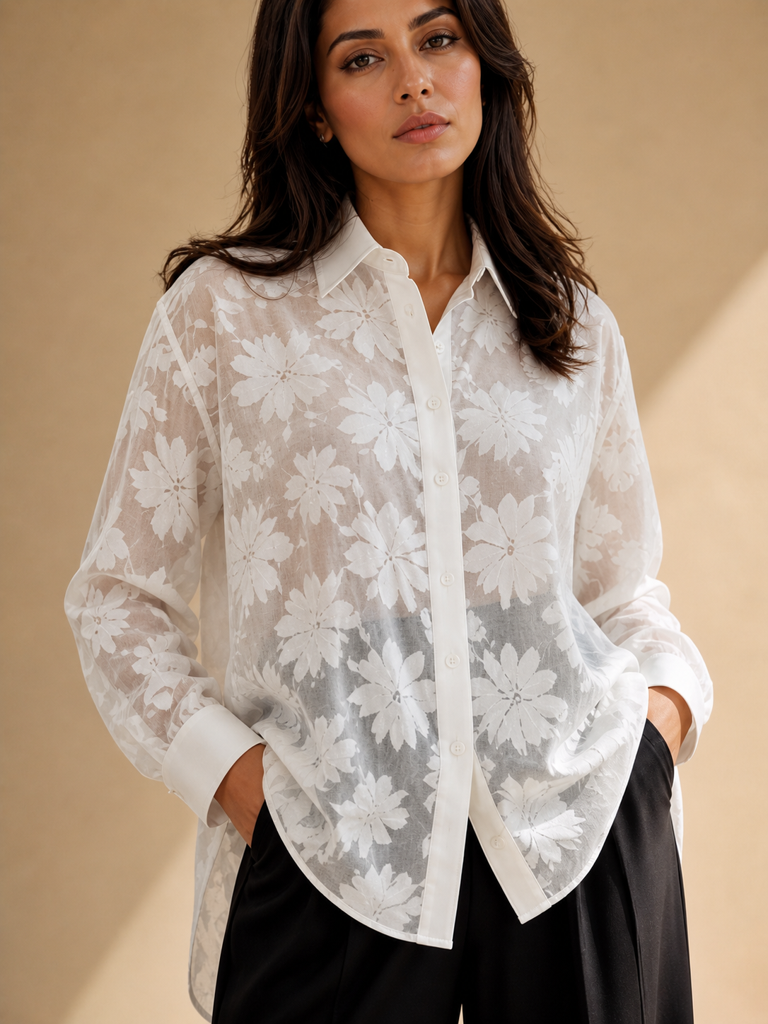 Sheer Floral Blouse