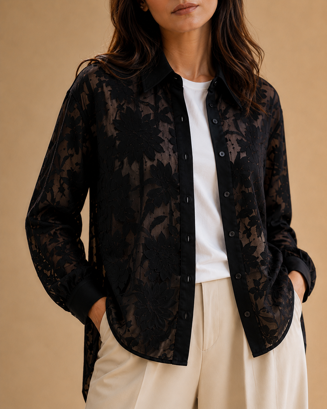 Sheer Floral Blouse