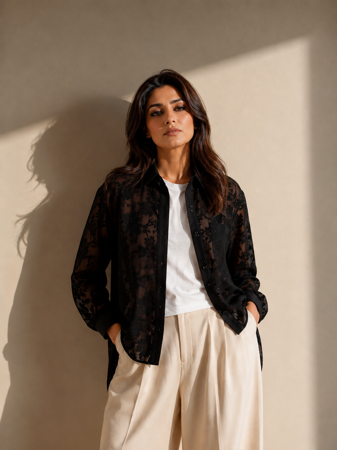 Sheer Floral Blouse