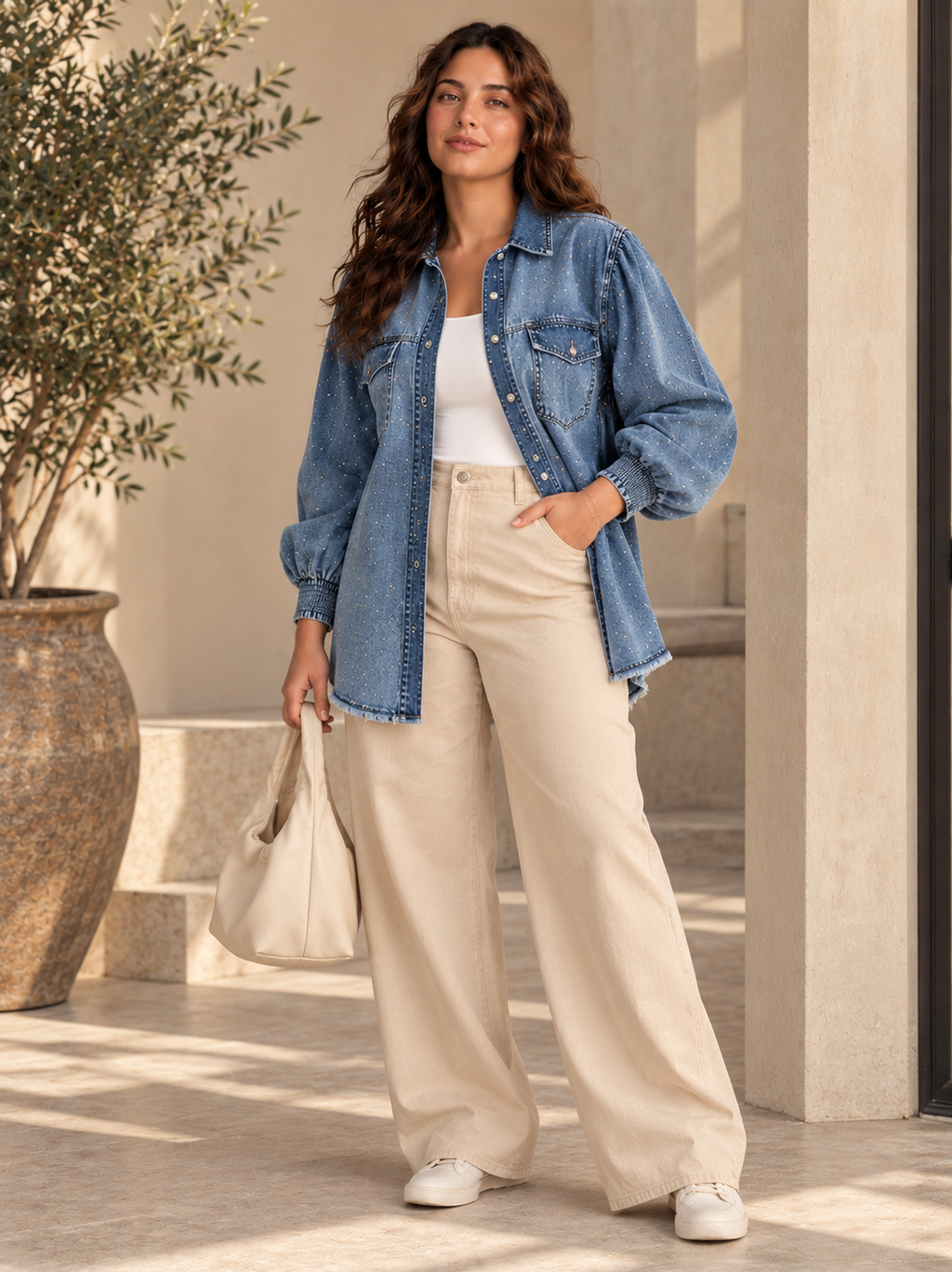 Rhinestone Denim Shirt