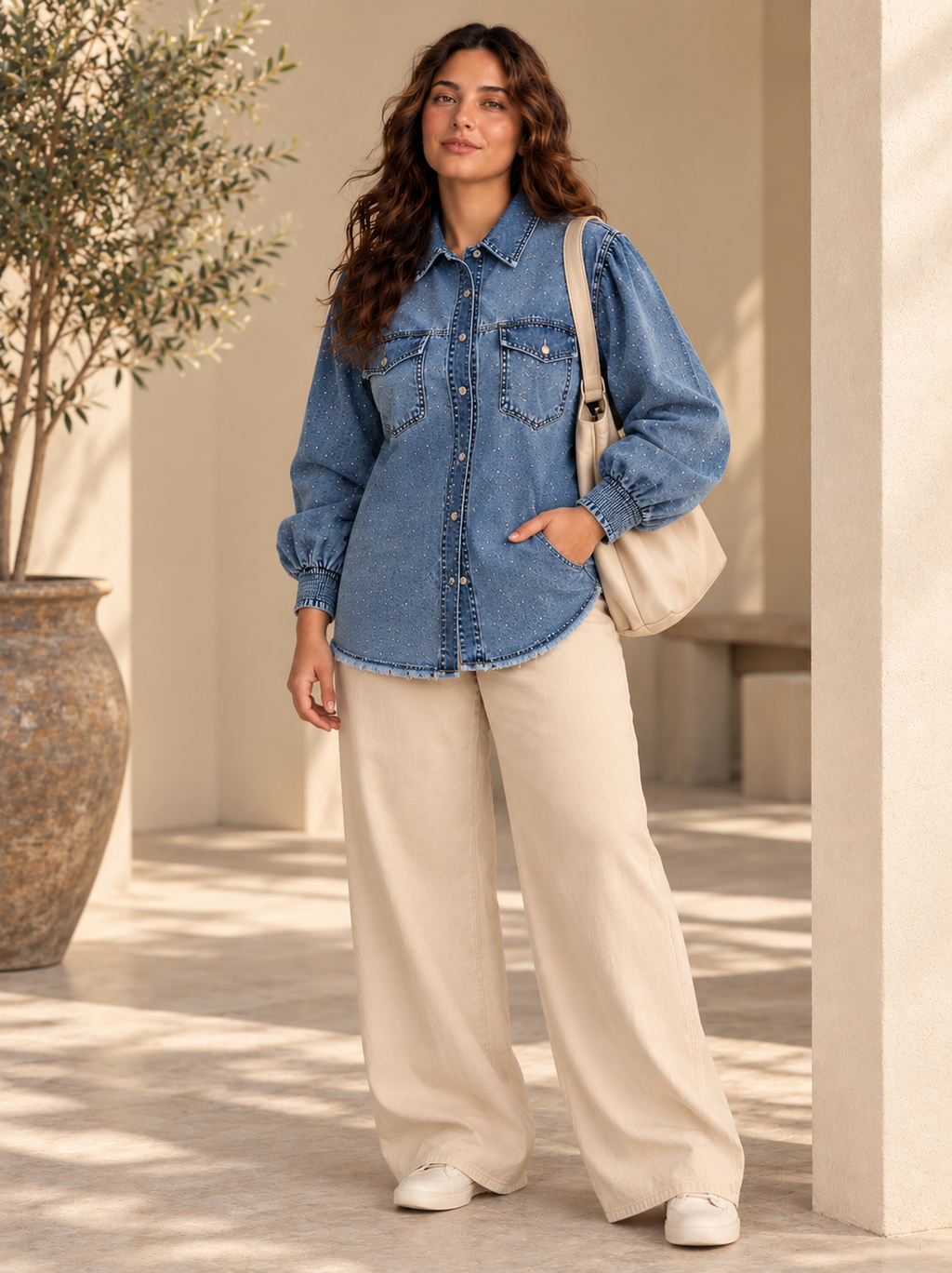 Rhinestone Denim Shirt