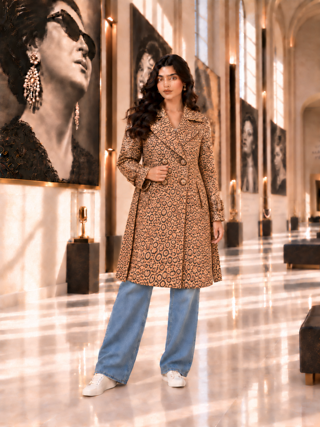 Leopard-Print Leather Coat