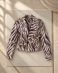 Cream & Plum Zebra Biker Jacket