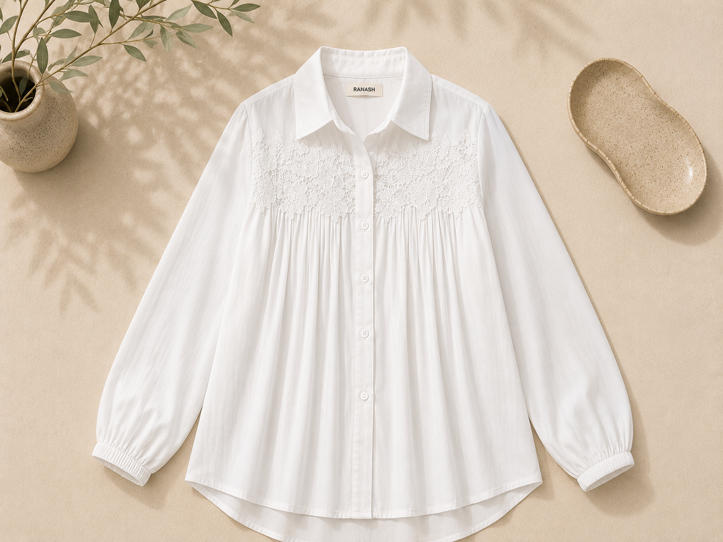 Lace Pleated Blouse