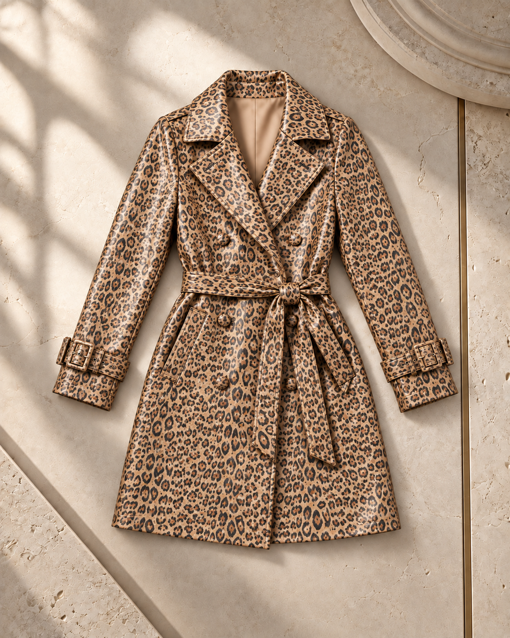 Leopard-Print Leather Coat