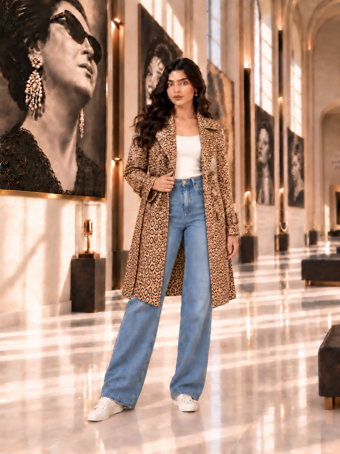 Leopard-Print Leather Coat