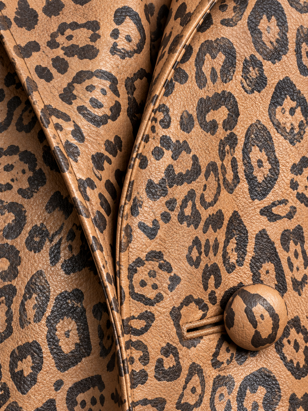 Leopard-Print Leather Coat