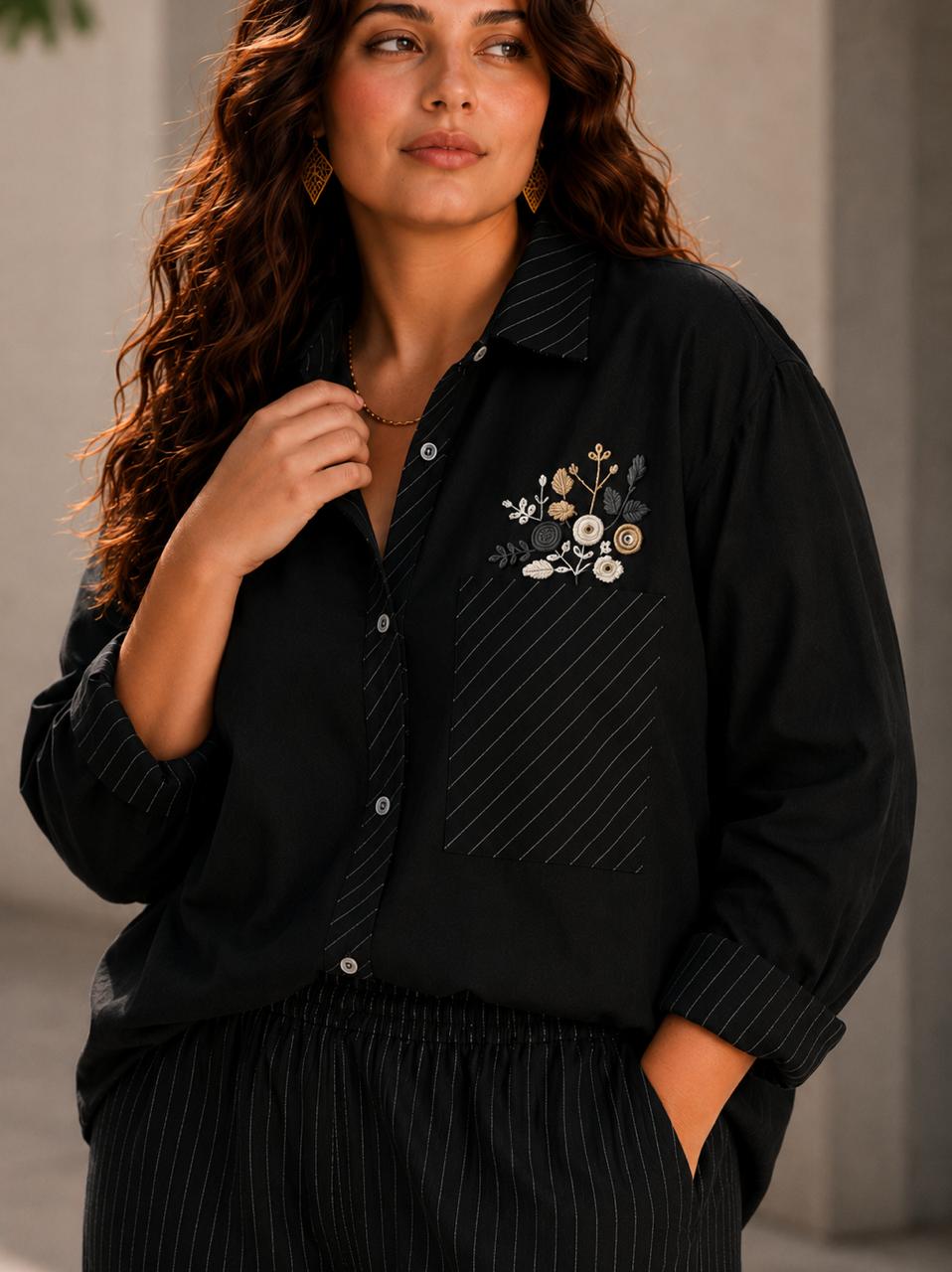Striped Hand-Embroidered Set
