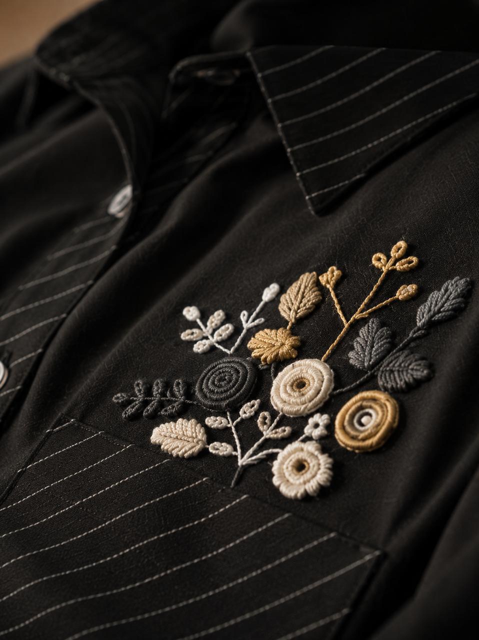 Striped Hand-Embroidered Set