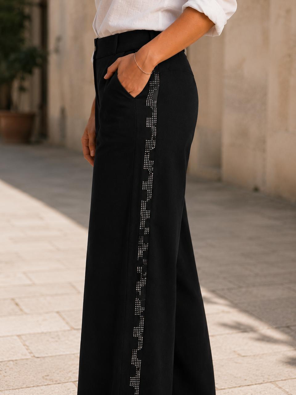 Noir Mosaic Wide-Leg Trousers