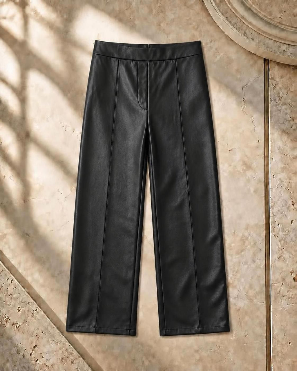 Wide-Leg Leather Pants