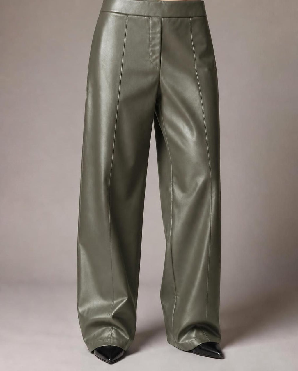 Wide-Leg Leather Pants