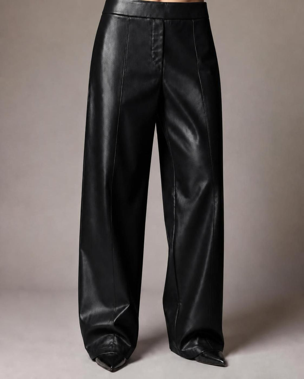 Wide-Leg Leather Pants