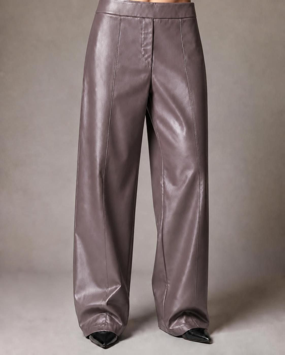 Wide-Leg Leather Pants