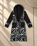 Zebra Hooded Belted Cardigan