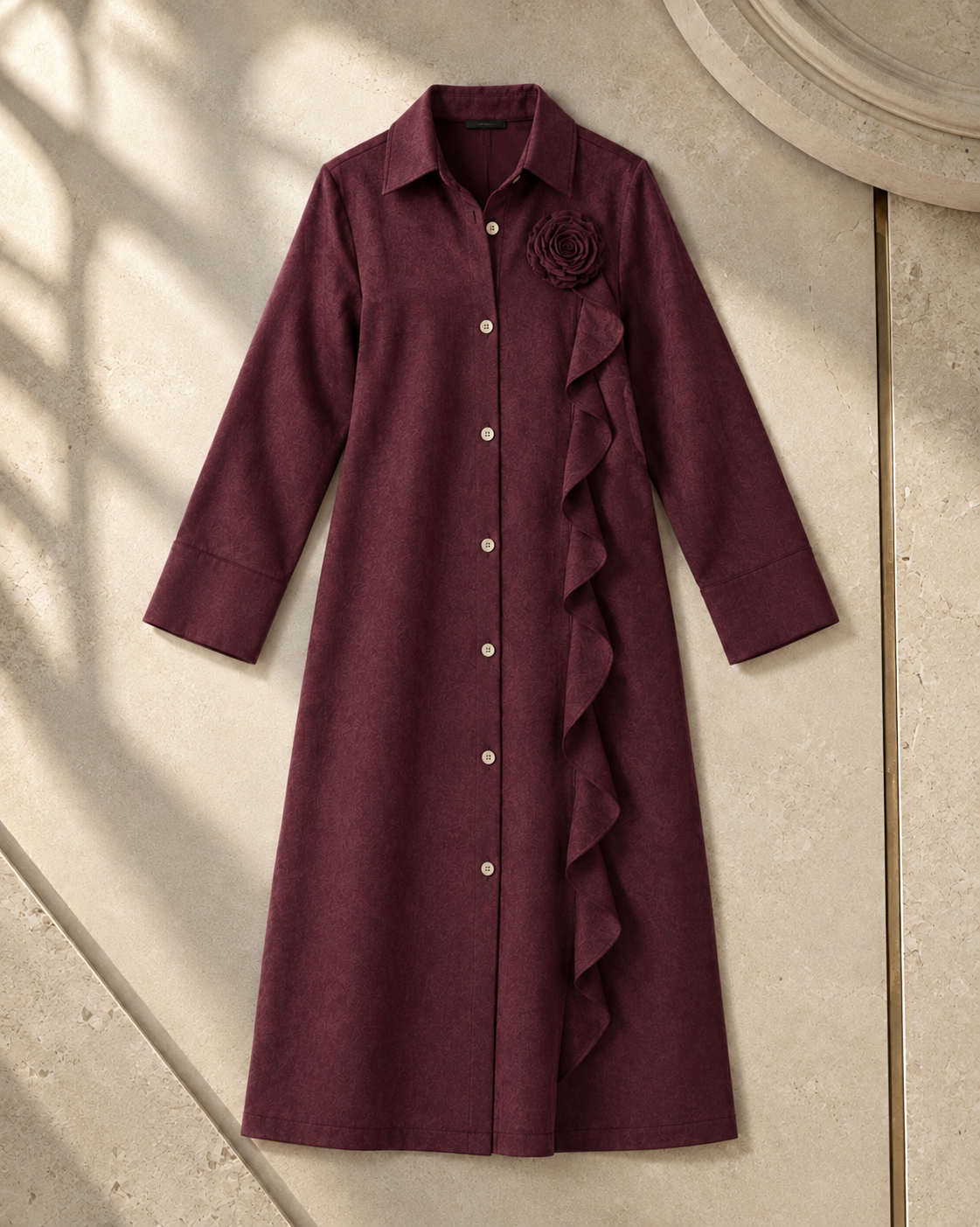 Rosette Suede Long Chemise