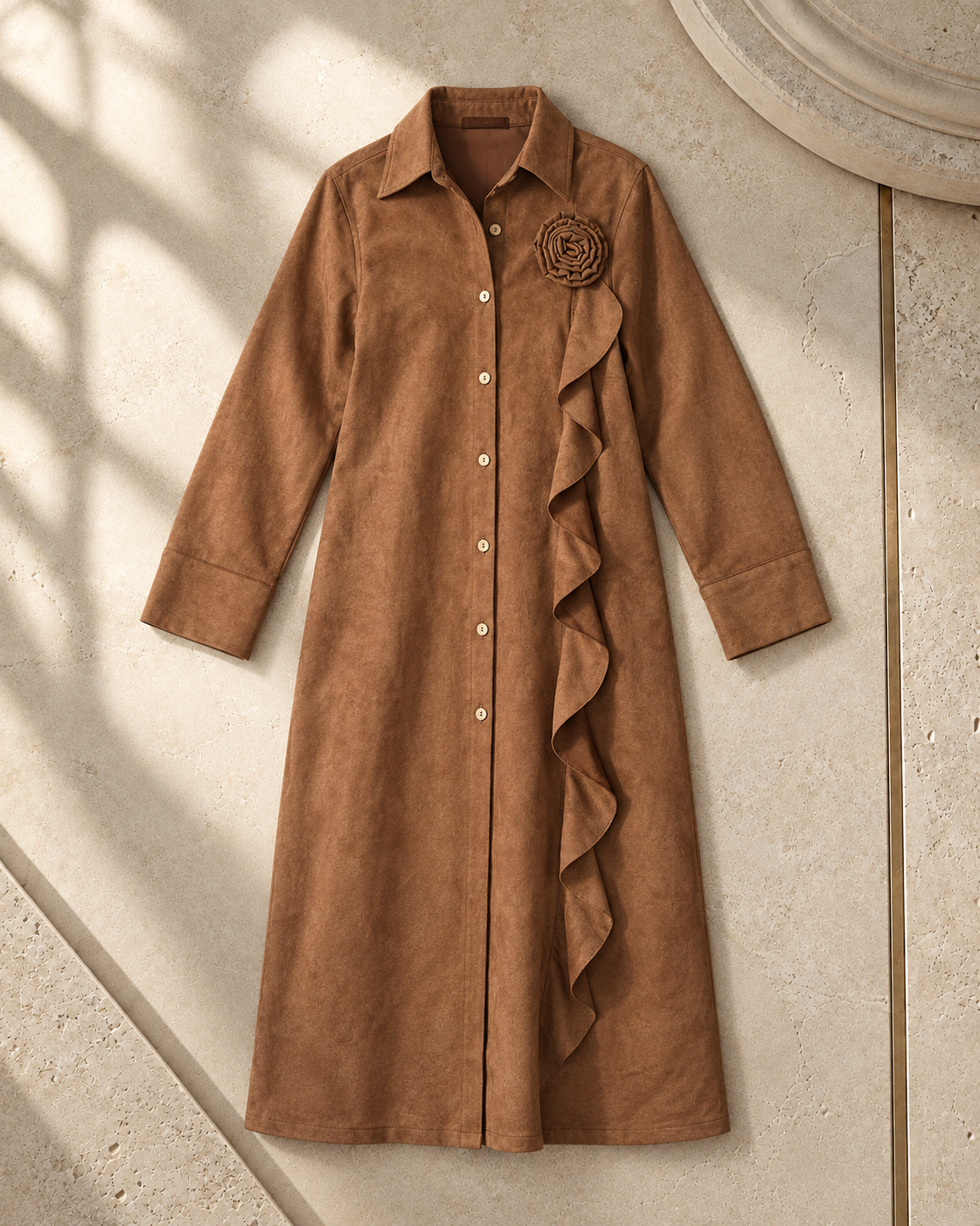 Rosette Suede Long Chemise