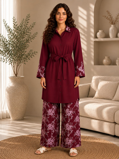 Embroidered Long Blouse Set