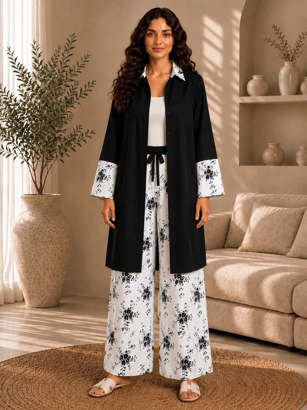 Embroidered Long Blouse Set