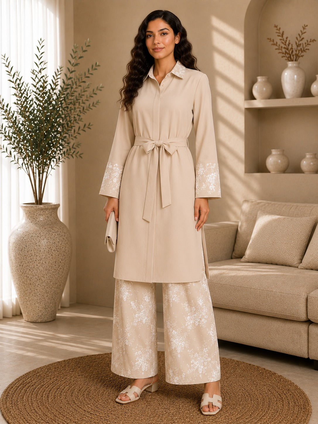 Embroidered Long Blouse Set