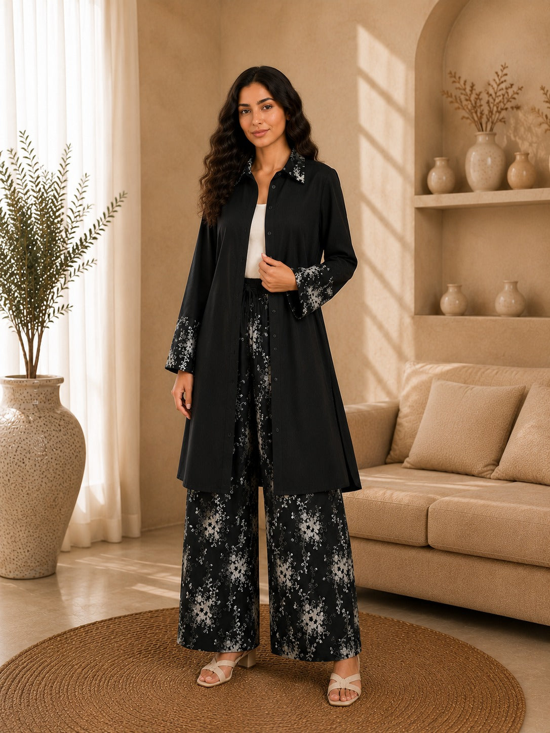 Embroidered Long Blouse Set