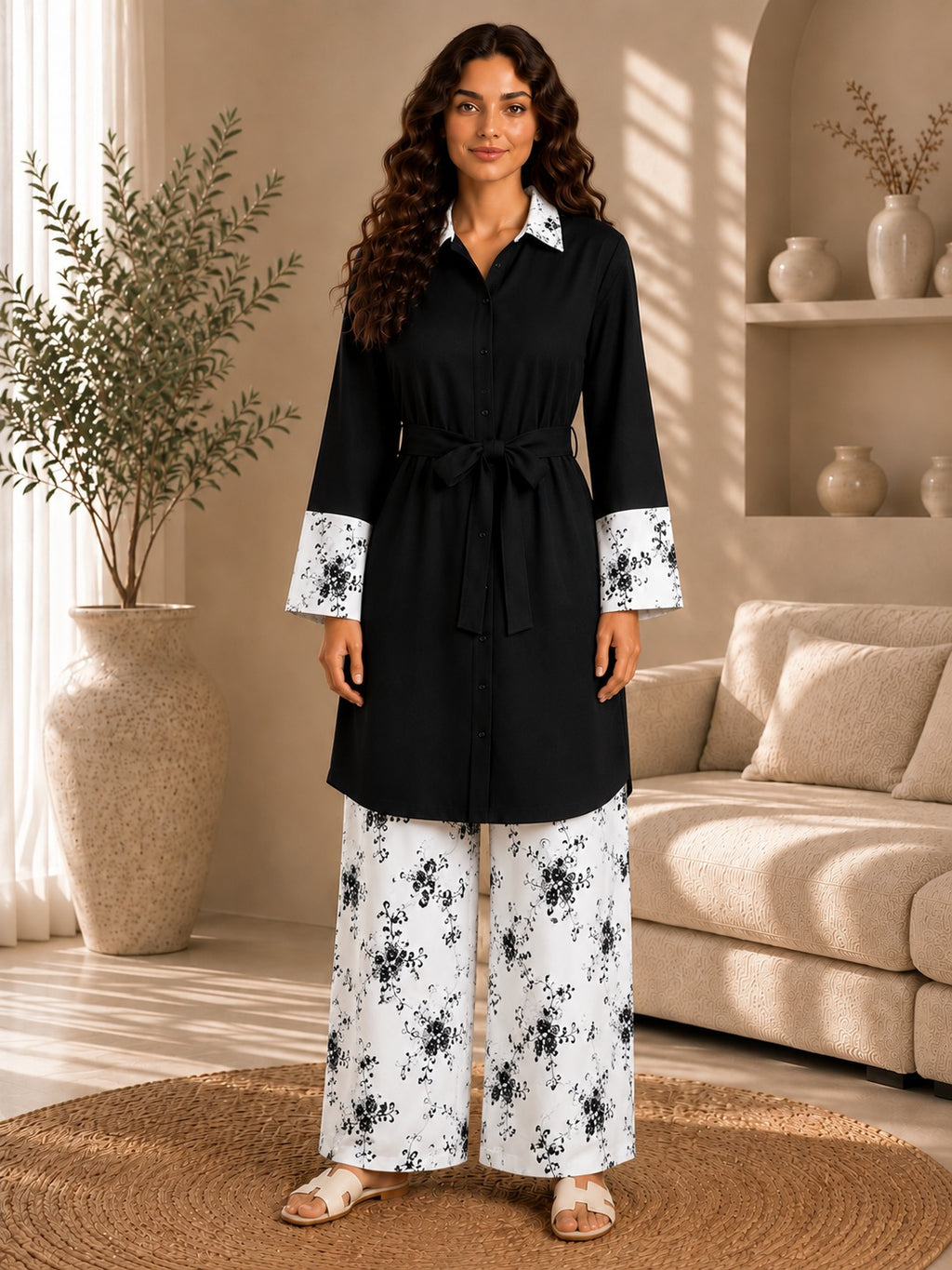 Embroidered Long Blouse Set