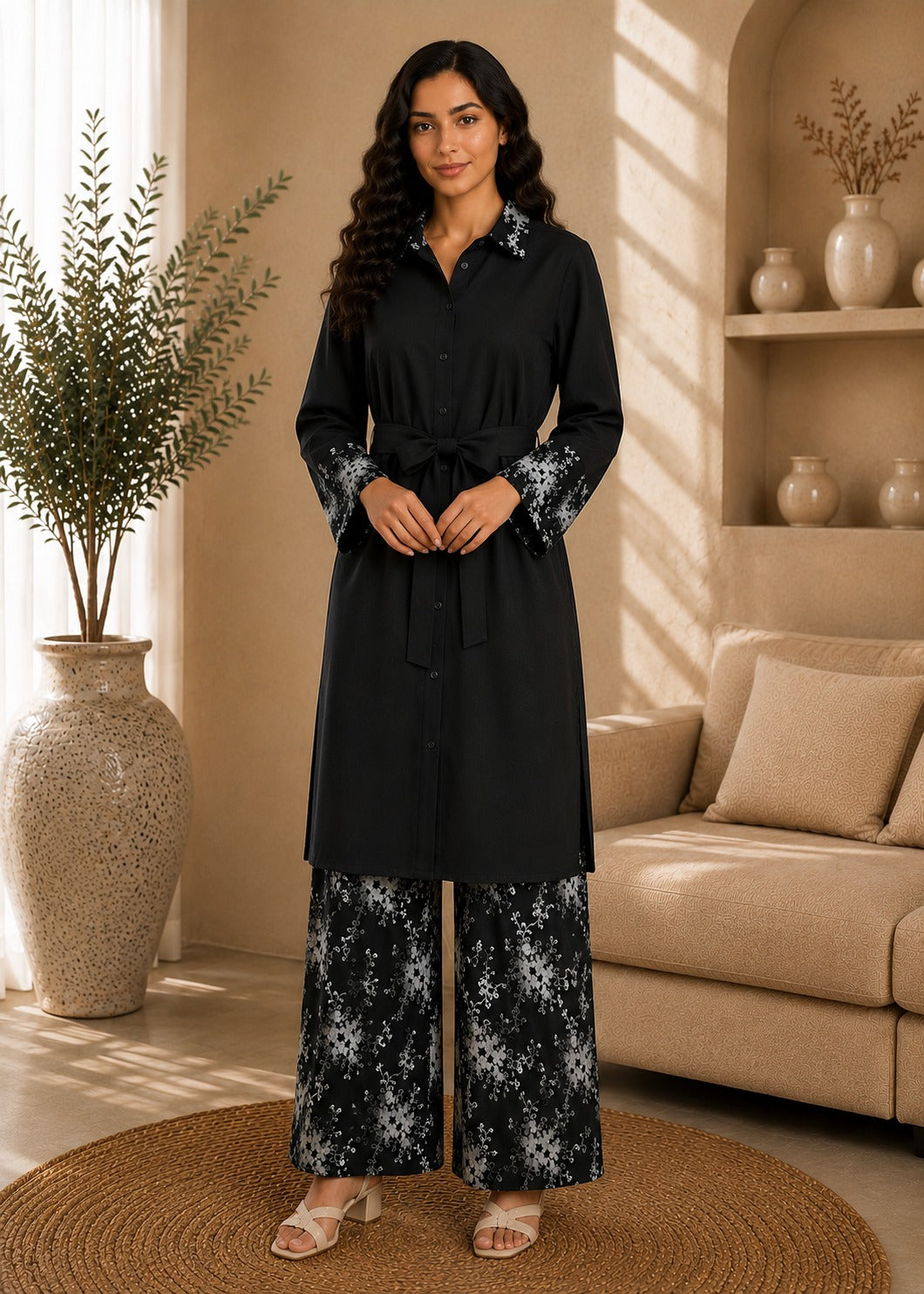 Embroidered Long Blouse Set