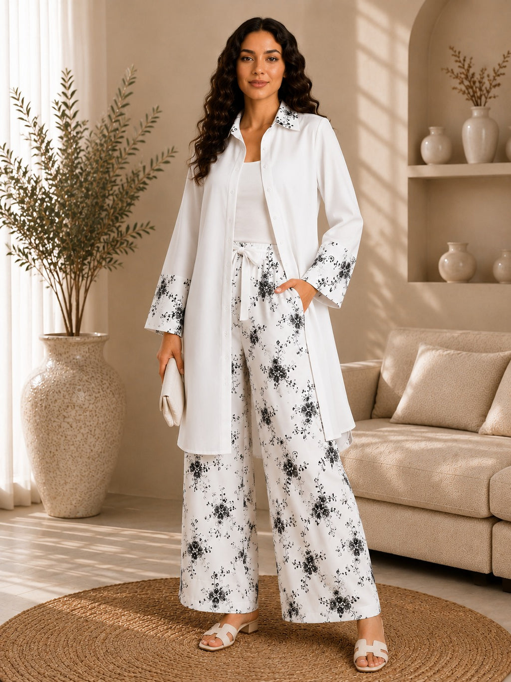 Embroidered Long Blouse Set